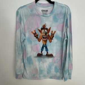 Crash Bandicoot Men's Long Sleeve Graphic Logo Cotton Blend T-Shirt Multicolor M